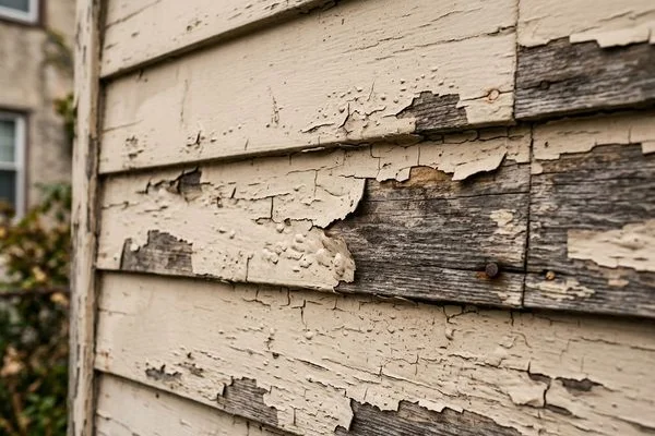 Before — peeling wood siding