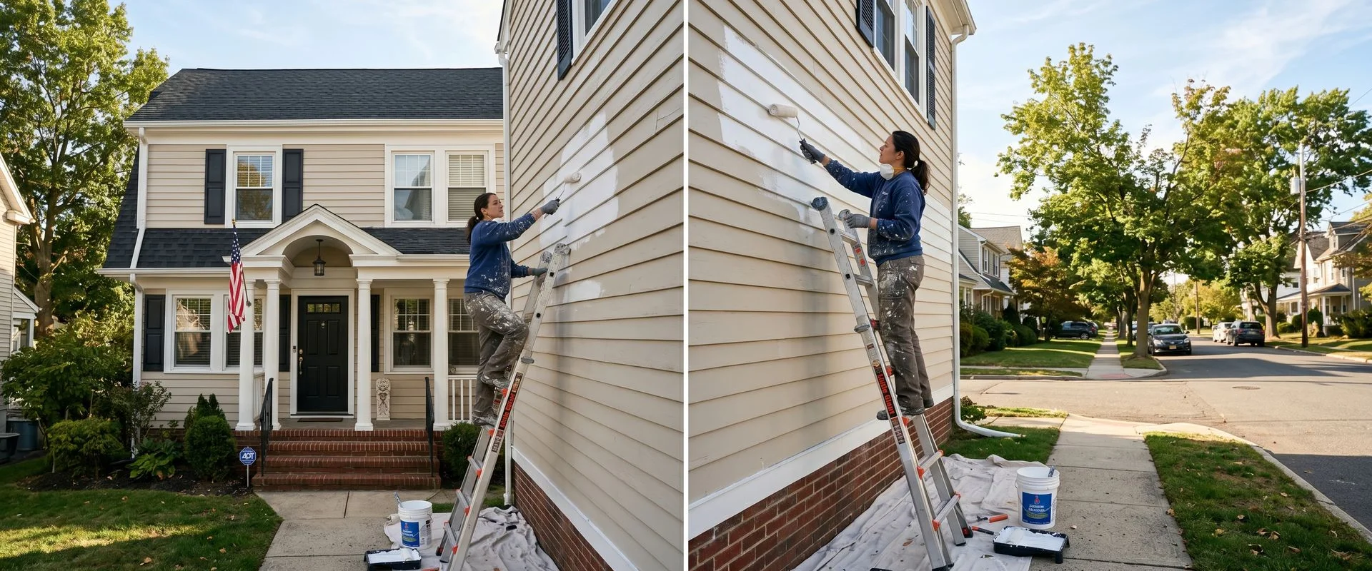 Exterior painting service on Northern NJ colonial home