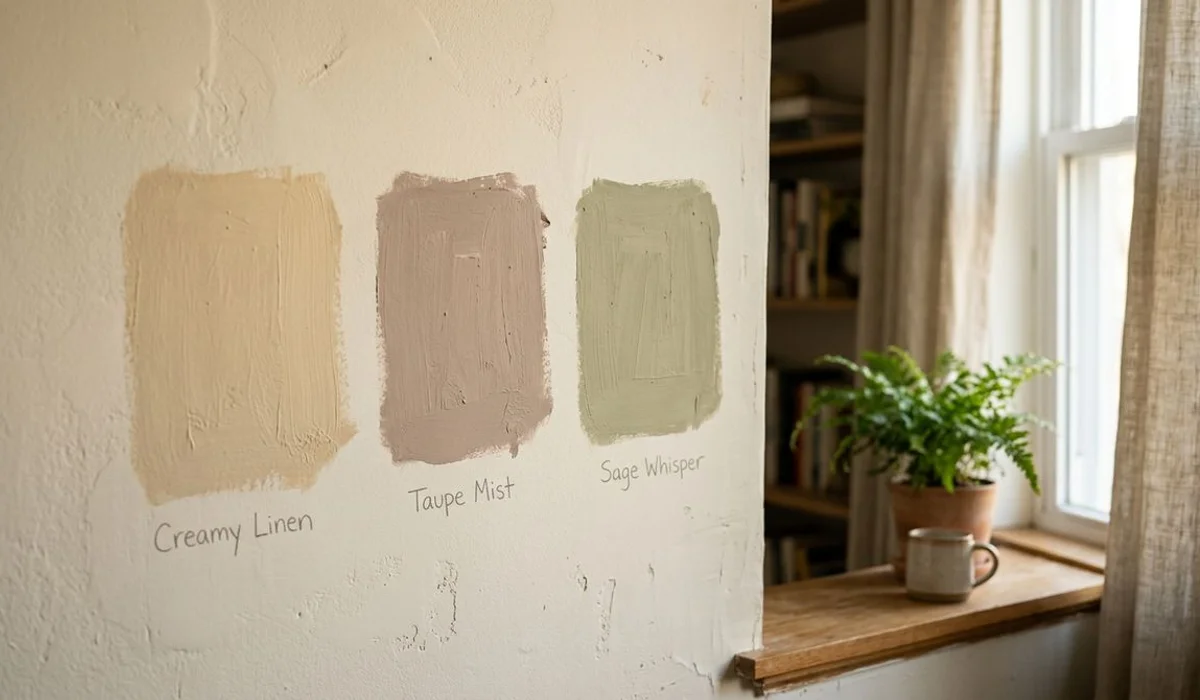 Paint samples showing undertones in different light