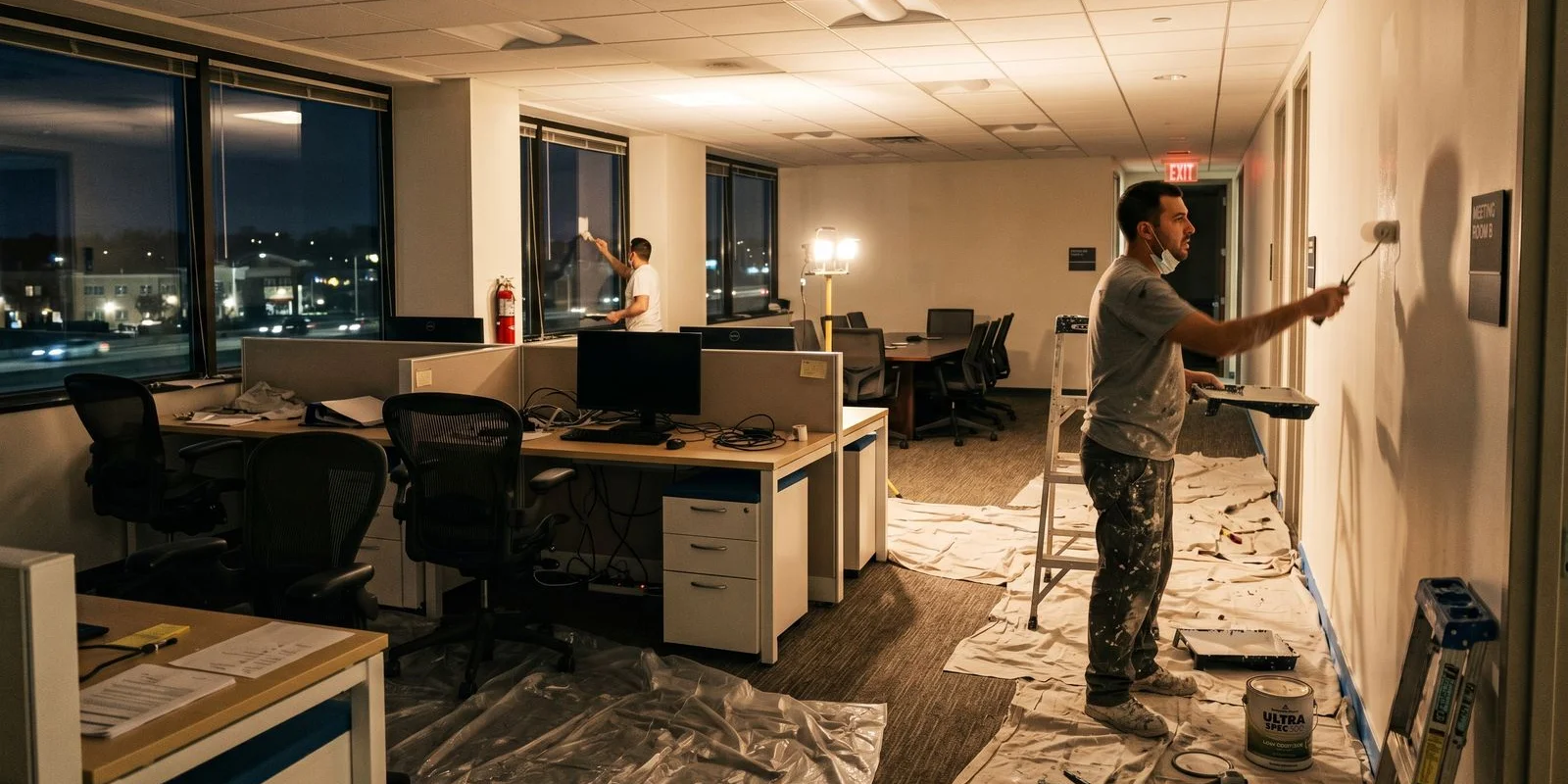 After-hours commercial office painting in Essex County