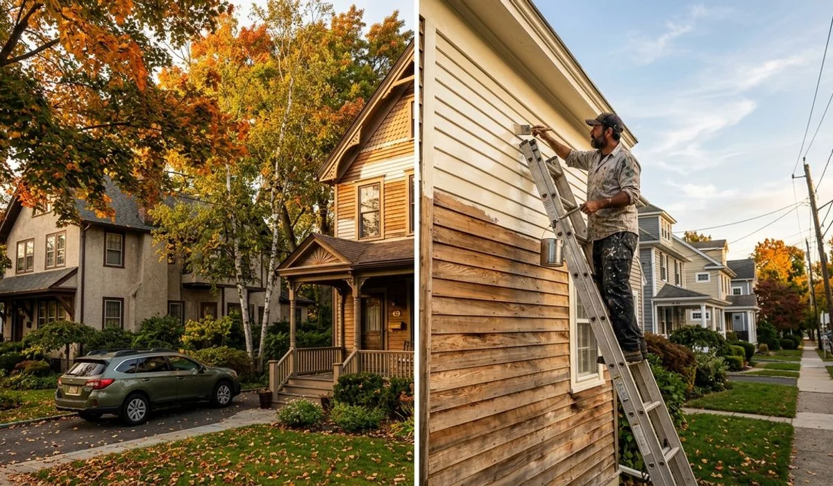 Early fall exterior painting in Montclair