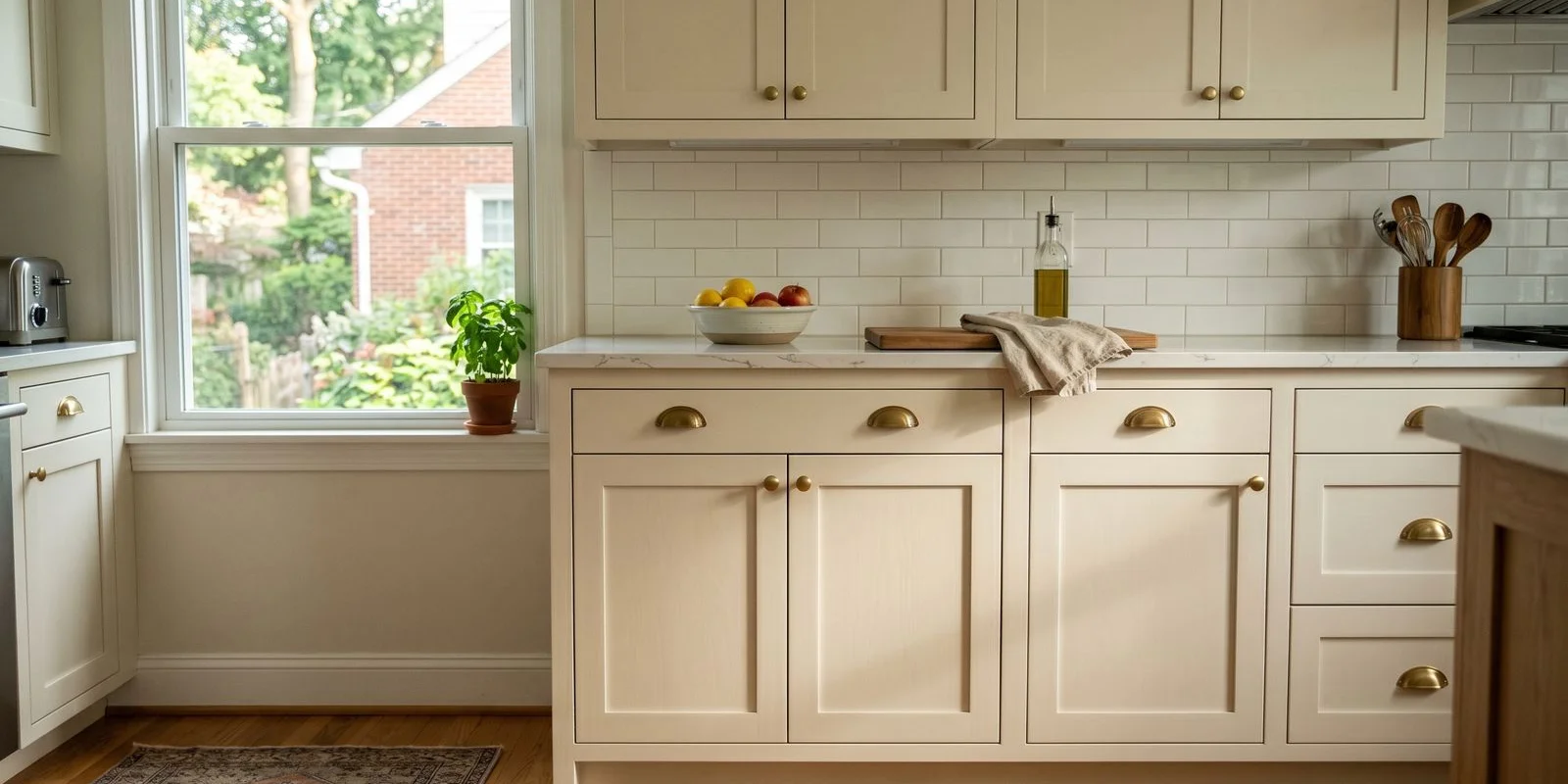 Cabinets in satin finish with professional spray coat