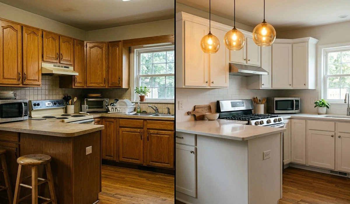 Kitchen transformation before and after paint