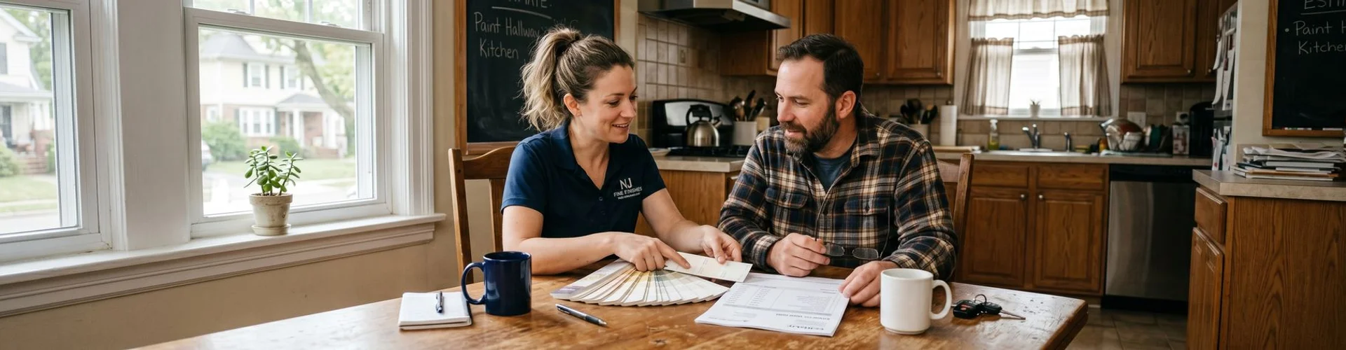 Painter reviewing estimate with homeowner