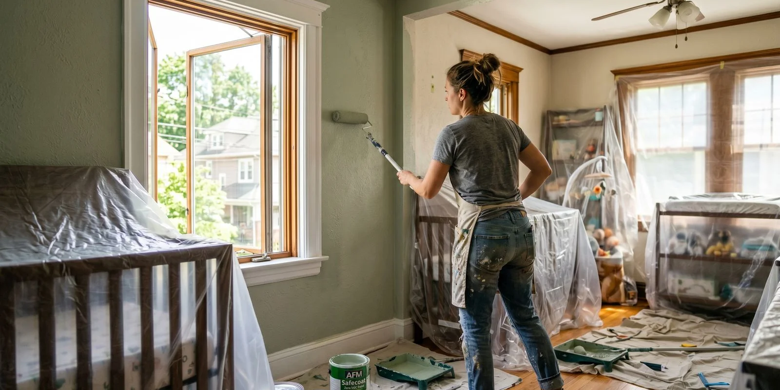 Zero-VOC paint application in a Nutley NJ nursery