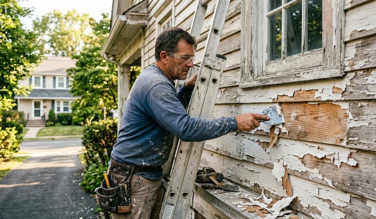 Scraping failed exterior paint to sound wood