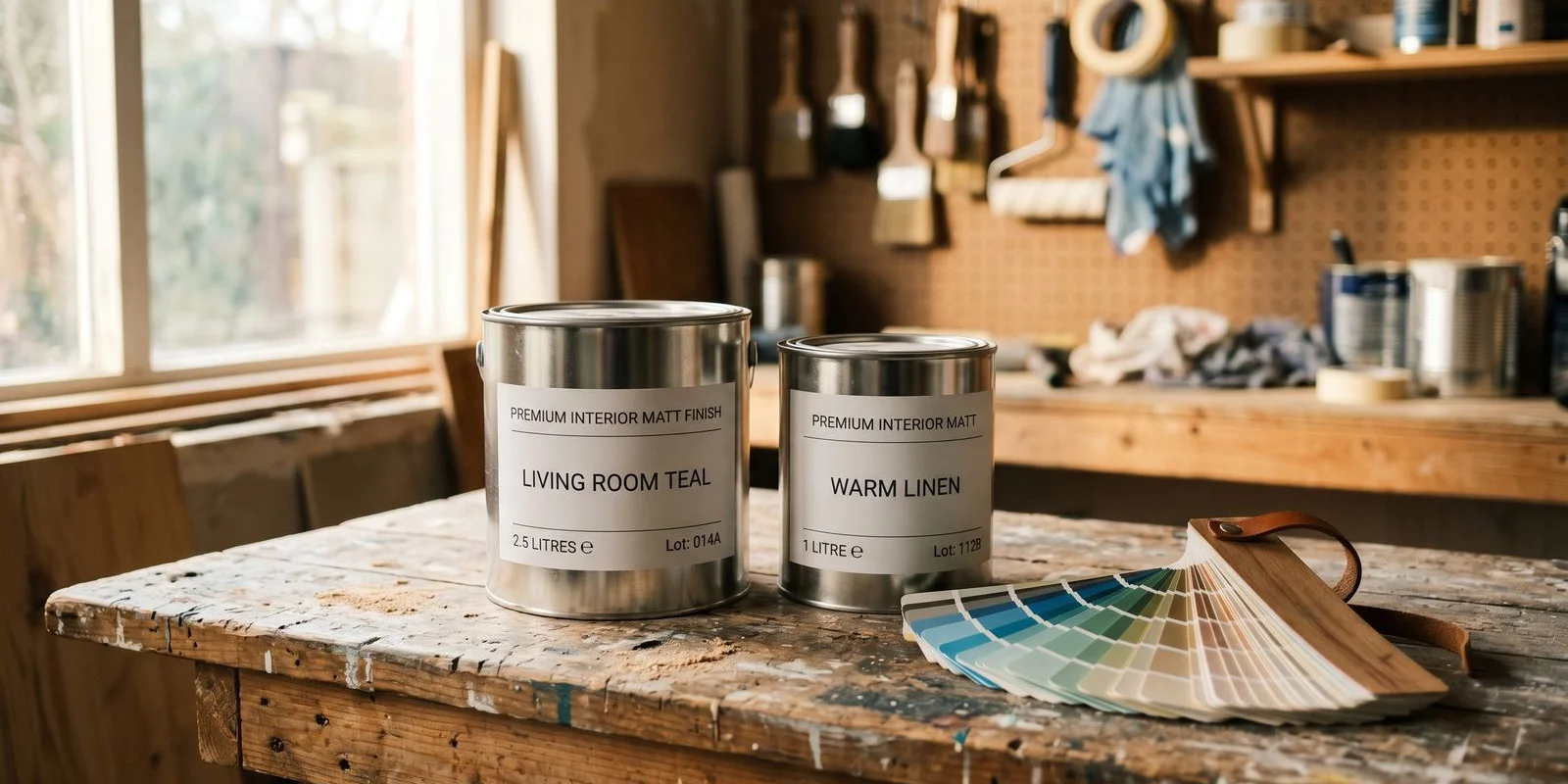 Sherwin-Williams Emerald and Benjamin Moore Aura paint cans