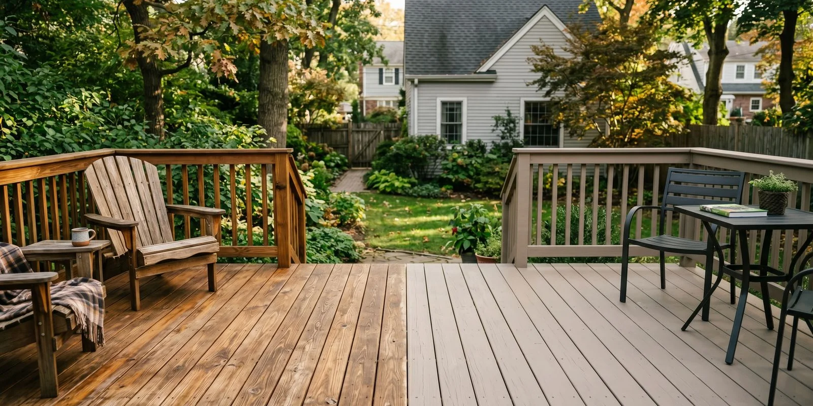 Stained deck vs painted deck comparison